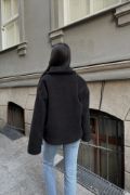 YÜN CROP KABAN - Siyah resmi